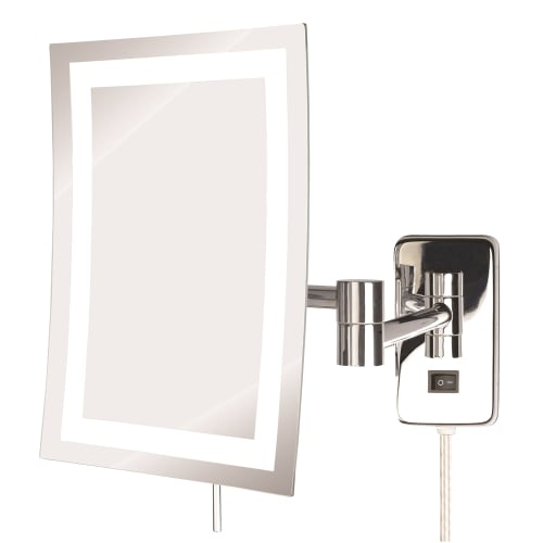GuestSupply US Jerdon LED Lighted Rectangular Wall Mount Mirror 5x Magnification 6.5x9 Chrome Finish